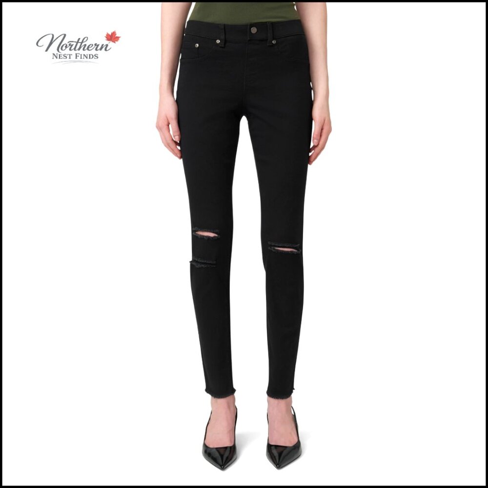 Ripped Knee Denim Leggings, Stretchy Cotton Blend, 29-Inch Inseam